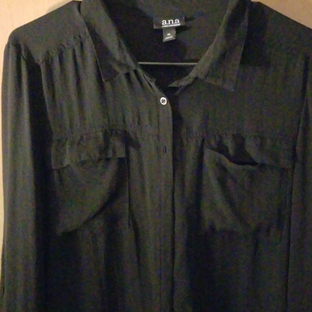 ANA design Sz. XL sheer, black high-low blouse